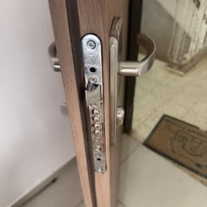 מנגנון מנעול רב-בריחי מותקן בדופן דלת עם ידית נירוסטה