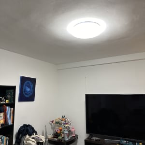 תאורה עגולה מותקנת בתקרה בחדר מגורים