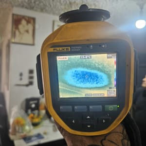 מד חום תרמי מציג תוצאות בדיקה.