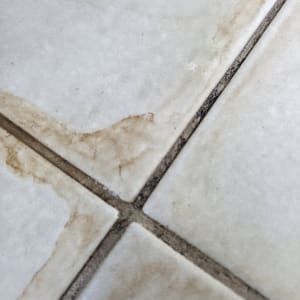 אריחי רצפה עם סימני רטיבות או נזילה