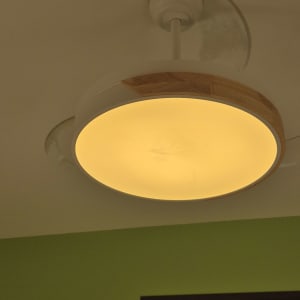 מנורה עגולה מותקנת על תקרה ירוקה