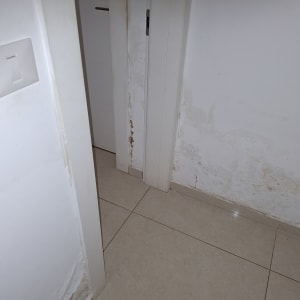 קיר עם סימני רטיבות ליד דלת