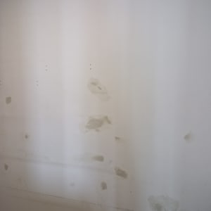 קיר עם תיקוני שפכטל לפני צביעה