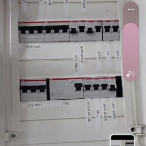 לוח חשמל עם מפסקים ותוויות בעברית