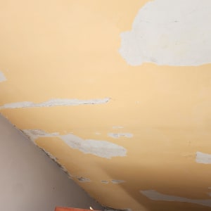 תקרה עם קילופי צבע ותיקונים נדרשים