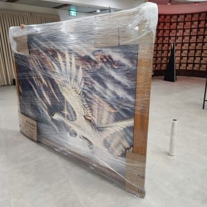 תמונה עטופה בניילון נצמד עם קרטון להגנה