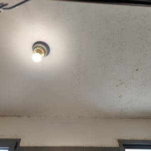 תקרה עם כתמי עובש וקילופי צבע