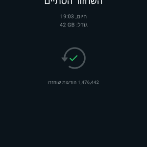 מסך שחזור הודעות באייפון עם סמל ענן ירוק