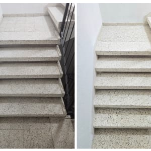 מדרגות נקיות לפני ואחרי ניקוי