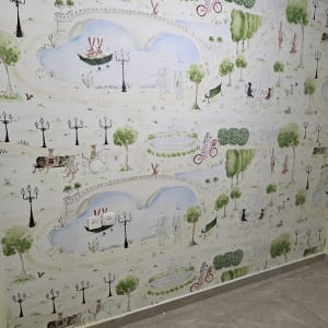טפט קיר עם ציורים של נוף ופארק