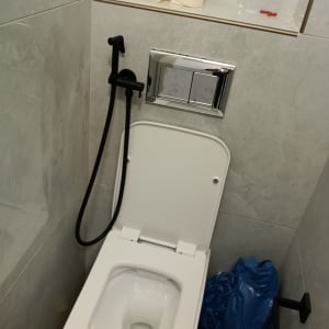 אסלה עם ידית שטיפה ושקיות כחולות