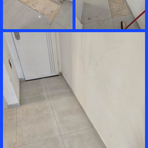 תמונות של תיקון והתקנת רצפה במסדרון