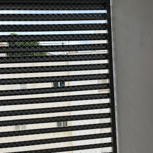 רשת מתכת על חלון למניעת כניסת יונים