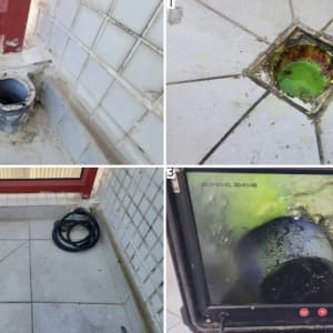 צילום של עבודת איתור נזילות עם מצלמה וכלים.