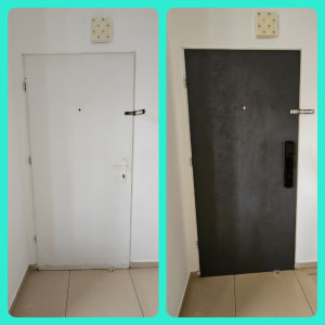 שתי דלתות לפני ואחרי ציפוי בתחום הדלתות