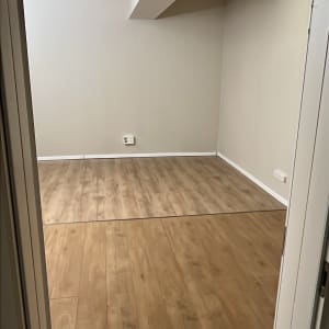 חדר עם רצפת עץ ותקרה צבועה