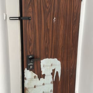 דלת עם ציפוי מתקלף חלקית