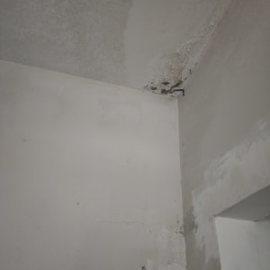 כתם רטיבות בתקרה ובקיר בפינת חדר