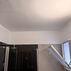 תקרה וקירות צבועים בחדר אמבטיה