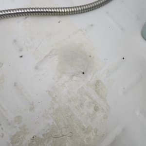 צינור מתכת על רצפה עם כתמים