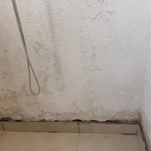 קיר עם סימני רטיבות והתקלפות צבע