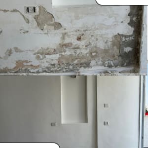 קיר לפני ואחרי צביעה ושיפוץ