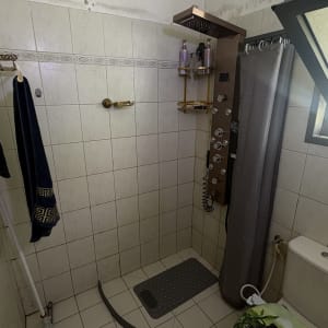 חדר אמבטיה עם מקלחון ושירותים