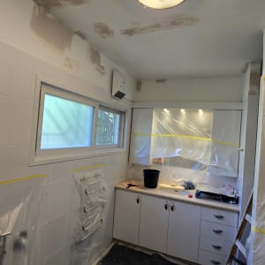 תיקוני צבע בתקרה, כיסוי פלסטיק על הקירות