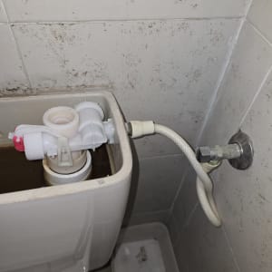 מיכל הדחה פתוח עם צינור חיבור