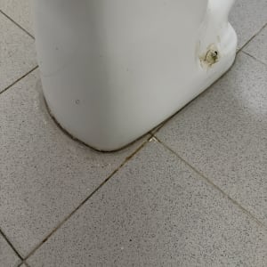 בסיס אסלה על רצפת אריחים עם לכלוך