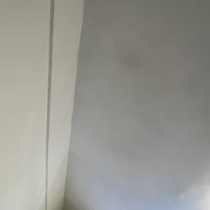 קיר צבוע בגוון בהיר עם כתם כהה