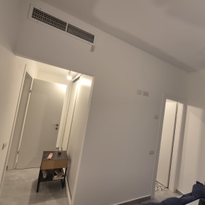 קירות צבועים בלבן עם דלתות וחלון