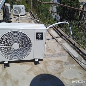 יחידת מיזוג אוויר על גג עם תאריך ושעה