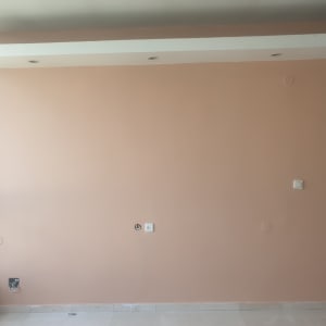 קיר צבוע בצבע ורוד בהיר עם עמוד לבן