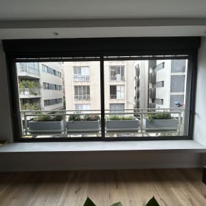 עציצים עם צמחים על מעקה מרפסת