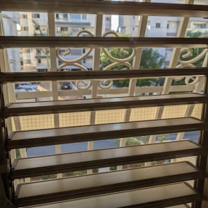 תריסים פתוחים עם מסגרת מתכת מעוטרת