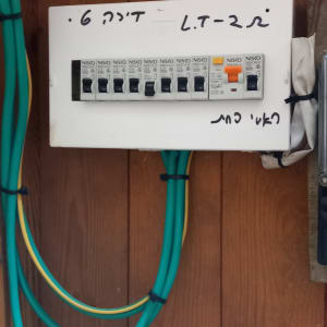 לוח חשמל עם מפסקים וחוטים צבעוניים