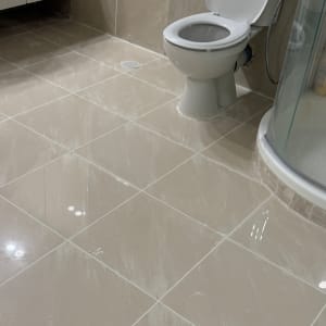 שירותים ומקלחת עם ריצוף חדש