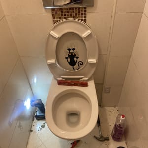 אסלה עם כלים לתיקון אינסטלציה