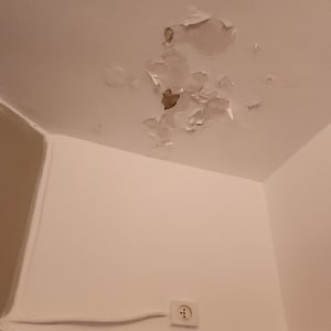 תקרה עם קילופי צבע ונזקי רטיבות