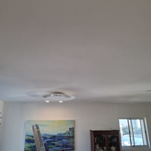 תקרה עם תאורה וסולם בחדר אוכל