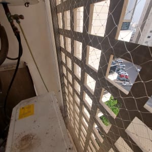 רשת מתכת על חלון למניעת כניסת יונים