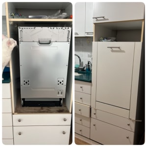 מדיח כלים מותקן בארון מטבח לבן