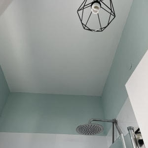 תקרה וקירות צבועים בצבע ירוק בהיר