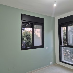 חדר עם קירות צבועים בצבע ירוק בהיר