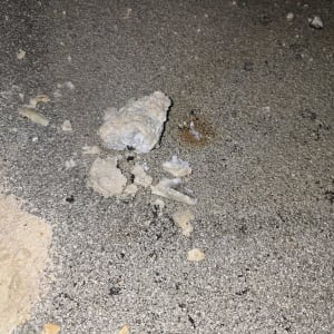 שברי אבנית על משטח כהה