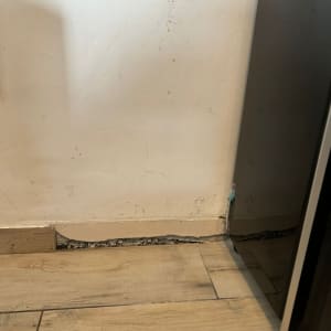 קיר עם סדק בתחתית ליד הרצפה
