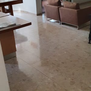 רצפה נקייה ומבריקה בסלון מואר