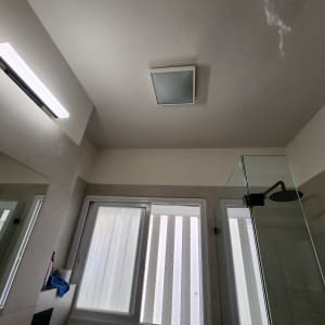 תקרה צבועה בצבע בהיר עם כתם צבע קטן