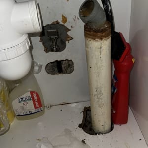 צינור מים, מחבר פלסטיק, נייר מגבת, חומרי ניקוי